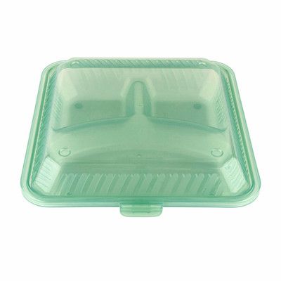 GET EC-12-1-JA 9"L x 9"W x 2-3/4"H 3 Compartment Jade Polypropylene GET Food Container