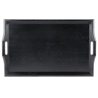 GET RST-2517-1-BK 25" x 16" Rectangular Black Wood Look Plastic Room Service Tray