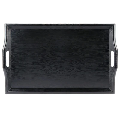 GET RST-2517-1-BK 25" x 16" Rectangular Black Wood Look Plastic Room Service Tray