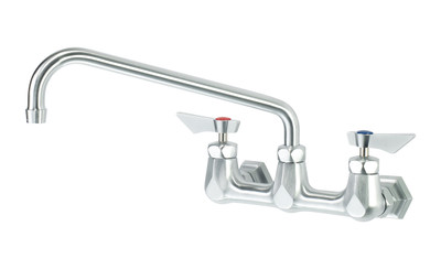 Krowne DX-812 Diamond Series Satin Finished 8" Centers 12" Swing Spout Lever Handle Wall-Mounted Faucet - Lifetime Manufacturer Warranty