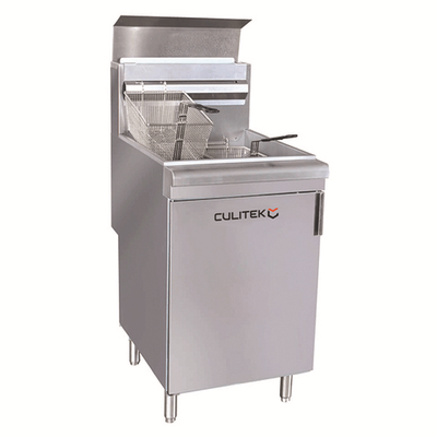 Culitek CULGF120NG 50 Lb. Stainless Steel Floor Standing Natural Gas SS-Series Fryer - 120,000 BTU