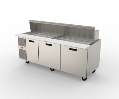 Randell 9050K-513 84" W Three-Section One Door Reach-In Refrigerated Counter/Salad Mega Top