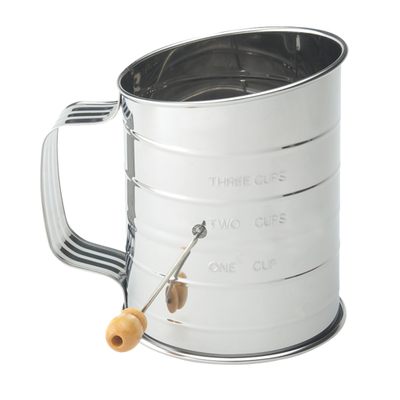 Harold Import 28014 3 Cups Stainless Steel with Crank Handle HIC Rotary Flour Sifter