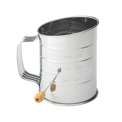 Harold Import 28014 3 Cups Stainless Steel with Crank Handle HIC Rotary Flour Sifter