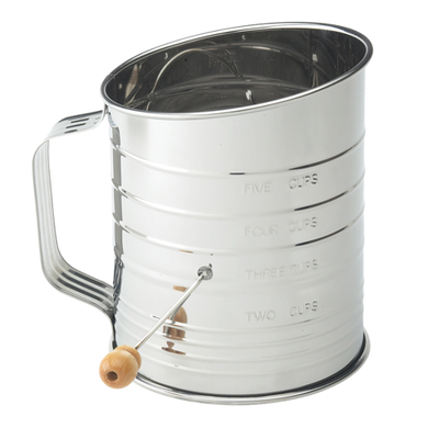 Harold Import 28015 5 Cups Stainless Steel with Crank Handle HIC Rotary Flour Sifter