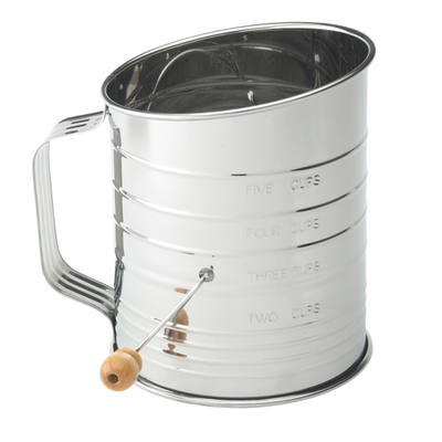 Harold Import 28015 5 Cups Stainless Steel with Crank Handle HIC Rotary Flour Sifter