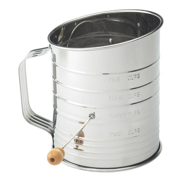 Harold Import 28015 5 Cups Stainless Steel with Crank Handle HIC Rotary Flour Sifter