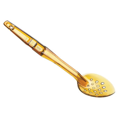 Cambro SPOP13150 13" Amber Ultem Notched Back Hanging Hole Perforated High Heat Camtensils Spoon - 12/Case