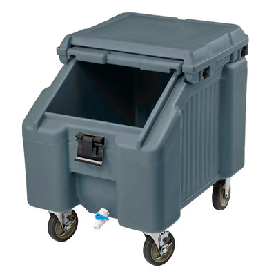 Cambro ICS100L4S191 100 Lb. Granite Gray Plastic Mobile SlidingLid Ice Caddy