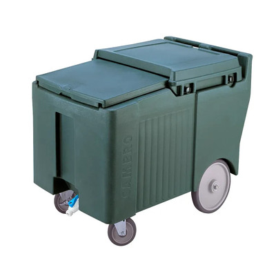 Cambro ICS175LB191 175 Lb. Granite Gray Plastic Mobile SlidingLid Ice Caddy
