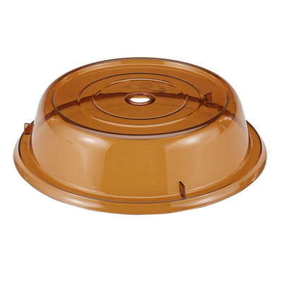 Cambro 1101CW153 11" Amber Lightweight Polycarbonate Stackable Round Camwear Camcover - 12/Case