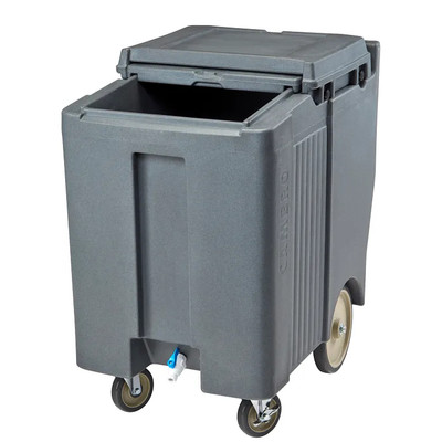 Cambro ICS175TB191 175 Lb. Granite Gray Plastic Mobile SlidingLid Tall Ice Caddy