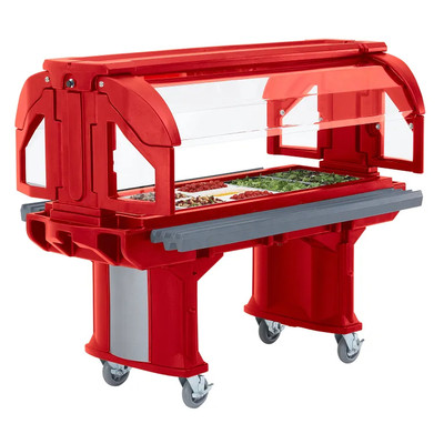 Cambro VBRHD5158 69"L x 42.50"W x 62.75"H Hot Red Polyethylene 5 Ft. Unit Cold Food Versa Food Bar Serving Buffet