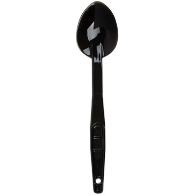Cambro SPO13110 13&quot; Black Ultem Notched Back Hanging Hole Solid High Heat Camtensils Spoon - 12/Case