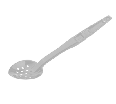 Cambro SPOP13CW133 13&quot; Beige Polycarbonate Notched Back Hanging Hole Perforated Deli Spoon - 12/Case
