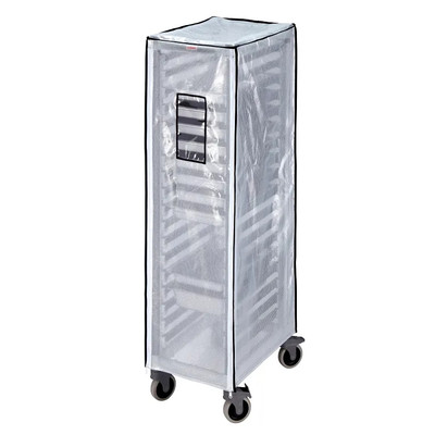 Cambro GBCTUGNPR11CLR 26" W x 18.6" D x 60.8" H Clear Vinyl Full Height Pan Rack Cover - 6/Case
