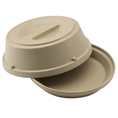 Cambro HK39148 9" Dia. Narrow Rim Polycarbonate Antique White Camwear Heat Keeper Base and Cover - 6/Case