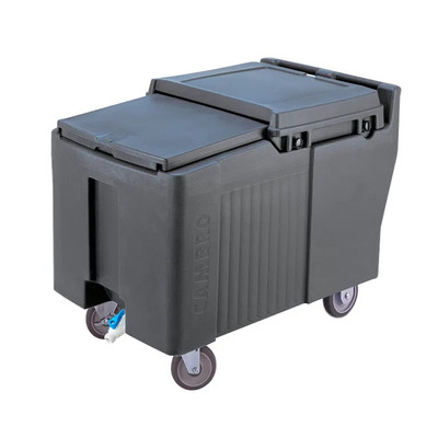 Cambro ICS175L191 175 Lb. Granite Gray Plastic Mobile SlidingLid Ice Caddy