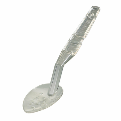Cambro SPOP11CW135 11&quot; Clear Polycarbonate Notched Back Hanging Hole Perforated Deli Spoon - 12/Case