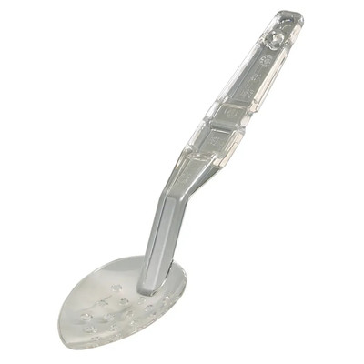 Cambro SPOP11CW135 11" Clear Polycarbonate Notched Back Hanging Hole Perforated Deli Spoon - 12/Case