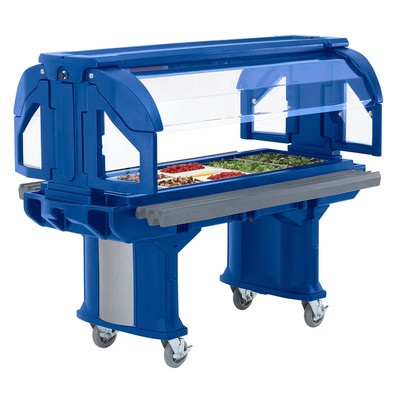 Cambro VBRL6186 82"L x 42.50"W x 55.75"H Navy Blue Polyethylene 6 Ft. Unit Cold Food Versa Food Bar Serving Buffet