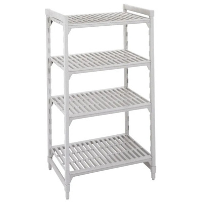 Cambro CPU242472V4480 24" W x 24" D x 72" H Speckled Gray Polypropylene 4 Shelves Louvered Camshelving Premium Starter Unit