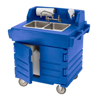 Cambro KSC402186 40.56" W x 45.50" H x 33" D Navy Blue Polyethylene Mobile CamKiosk Hand Sink Cart - 110V