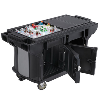 Cambro VBRUT6110 82"L x 27"W x 36.25"H Black Polyethylene with Foam-Injected Polyurethane 6 Ft. Unit Cold Food Versa Food Bar Work Table
