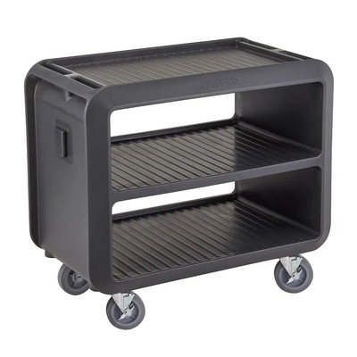 Cambro SC337S615 41.50" W x 37.10" H x 23.80" D Charcoal Gray Polyethylene Ribbed Shelves Service Cart Pro