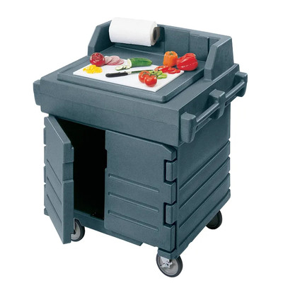 Cambro KWS40191 40.56" x 33" x 45.50" Granite Gray Polyethylene Utility Station Mobile Modular Enclosed Base with Storage CamKiosk Counter/Work Station