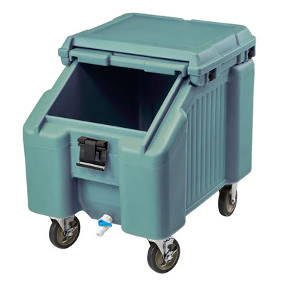 Cambro ICS100L4S401 100 Lb. Slate Blue Plastic Mobile SlidingLid Ice Caddy
