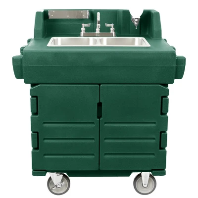 Cambro KSC402519 40.56" W x 45.50" H x 33" D Kentucky Green Polyethylene Mobile CamKiosk Hand Sink Cart - 110V