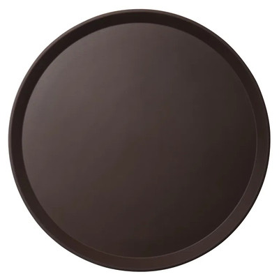 Cambro 1800CT138 18" Dia. Fiberglass Tavern Tan Round Camtread Serving Tray - 6/Case