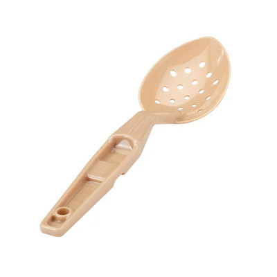 Cambro SPOP11CW133 11" Beige Polycarbonate Notched Back Hanging Hole Perforated Deli Spoon - 12/Case