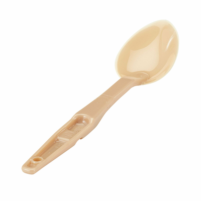 Cambro SPO13CW133 13&quot; Beige Polycarbonate Notched Back Hanging Hole Solid Deli Spoon - 12/Case