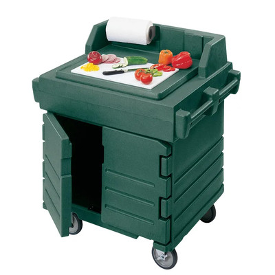 Cambro KWS40519 40.56" x 33" x 45.50" Kentucky Green Polyethylene Utility Station Mobile Modular Enclosed Base with Storage CamKiosk Counter/Work Station