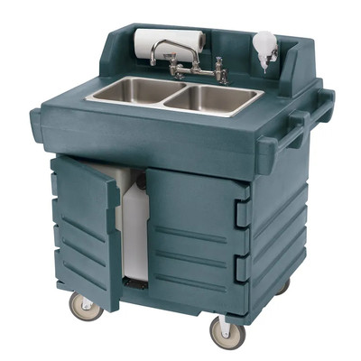 Cambro KSC402191 40.56" W x 45.50" H x 33" D Granite Gray Polyethylene Mobile CamKiosk Hand Sink Cart - 110V