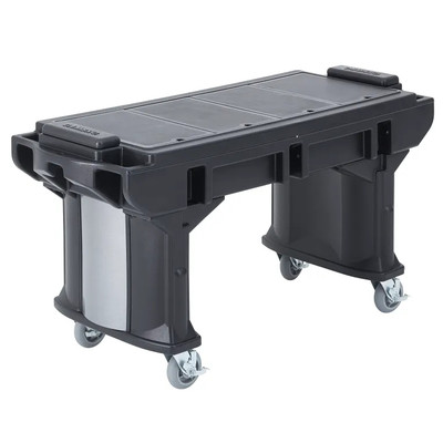 Cambro VBRT6110 82"L x 27"W x 36.25"H Black Polyethylene 6 Ft. Unit Cold Food Versa Food Bar Work Table