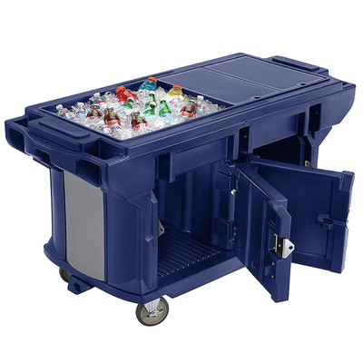 Cambro VBRUTHD5186 69"L x 27"W x 36.25"H Navy Blue Polyethylene with Foam-Injected Polyurethane 5 Ft. Unit Cold Food Versa Food Bar Work Table