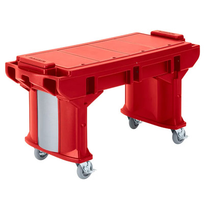 Cambro VBRT5158 69"L x 27"W x 36.25"H Hot Red Polyethylene 5 Ft. Unit Cold Food Versa Food Bar Work Table