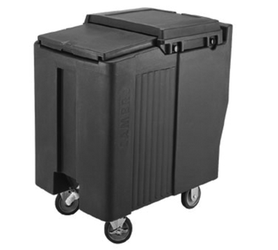 Cambro ICS125T191 125 Lb. Granite Gray Plastic Mobile SlidingLid Tall Ice Caddy