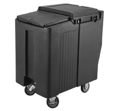 Cambro ICS125T191 125 Lb. Granite Gray Plastic Mobile SlidingLid Tall Ice Caddy