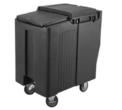 Cambro ICS125T191 125 Lb. Granite Gray Plastic Mobile SlidingLid Tall Ice Caddy