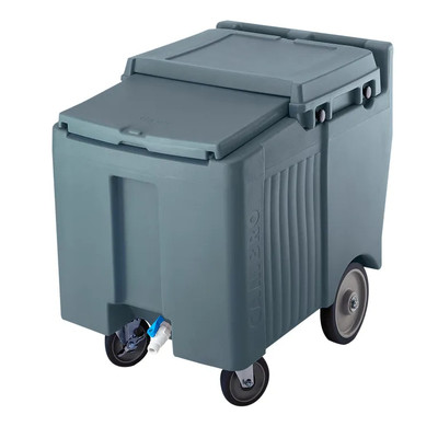 Cambro ICS125LB191 125 Lb. Granite Gray Plastic Mobile SlidingLid Ice Caddy