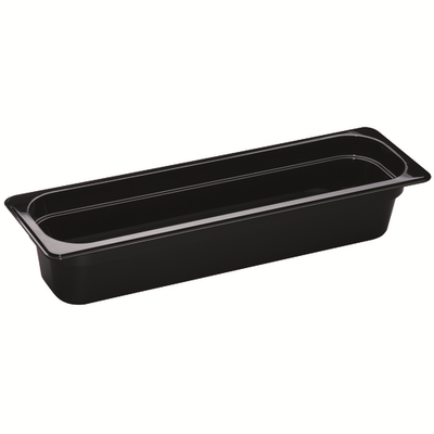Cambro 24LPHP110 4" Deep Black Plastic 1/2 Size Long H-Pan High Heat Hot Food Pan
