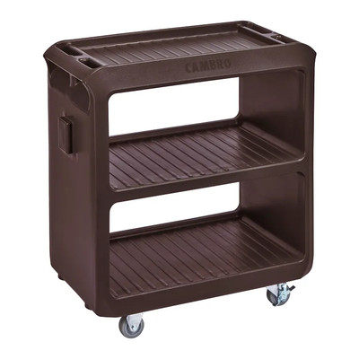 Cambro SC225131 31.25 W x 34" H x 18" D Dark Brown Polyethylene 3 Solid Shelves Service Cart Pro