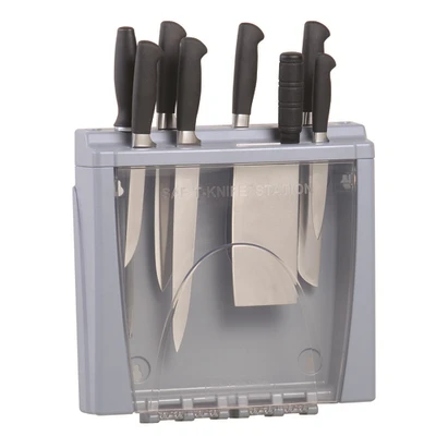 San Jamar STK1008 Saf-T-Knife Station 15" W Polycarbonate Clear Front Door Knife Block Rack