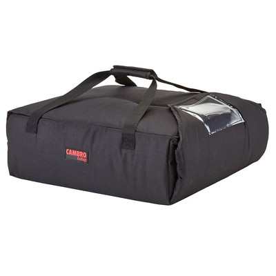 Cambro GBPP212110 (2) 12" Pizza Capacity Black Nylon Fabric Sewn-In Straps and Ticket Pouch GoBag Premium Pizza Delivery Bag