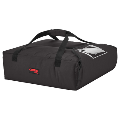 Cambro GBPP318110 (3) 18" or (4) 16" Pizza Capacity Black Nylon Fabric Sewn-In Straps and Ticket Pouch GoBag Premium Pizza Delivery Bag