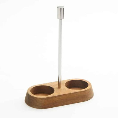 American Metalcraft CADDYW 6.75" H Acacia Wood Vintage Salt And Pepper Caddy